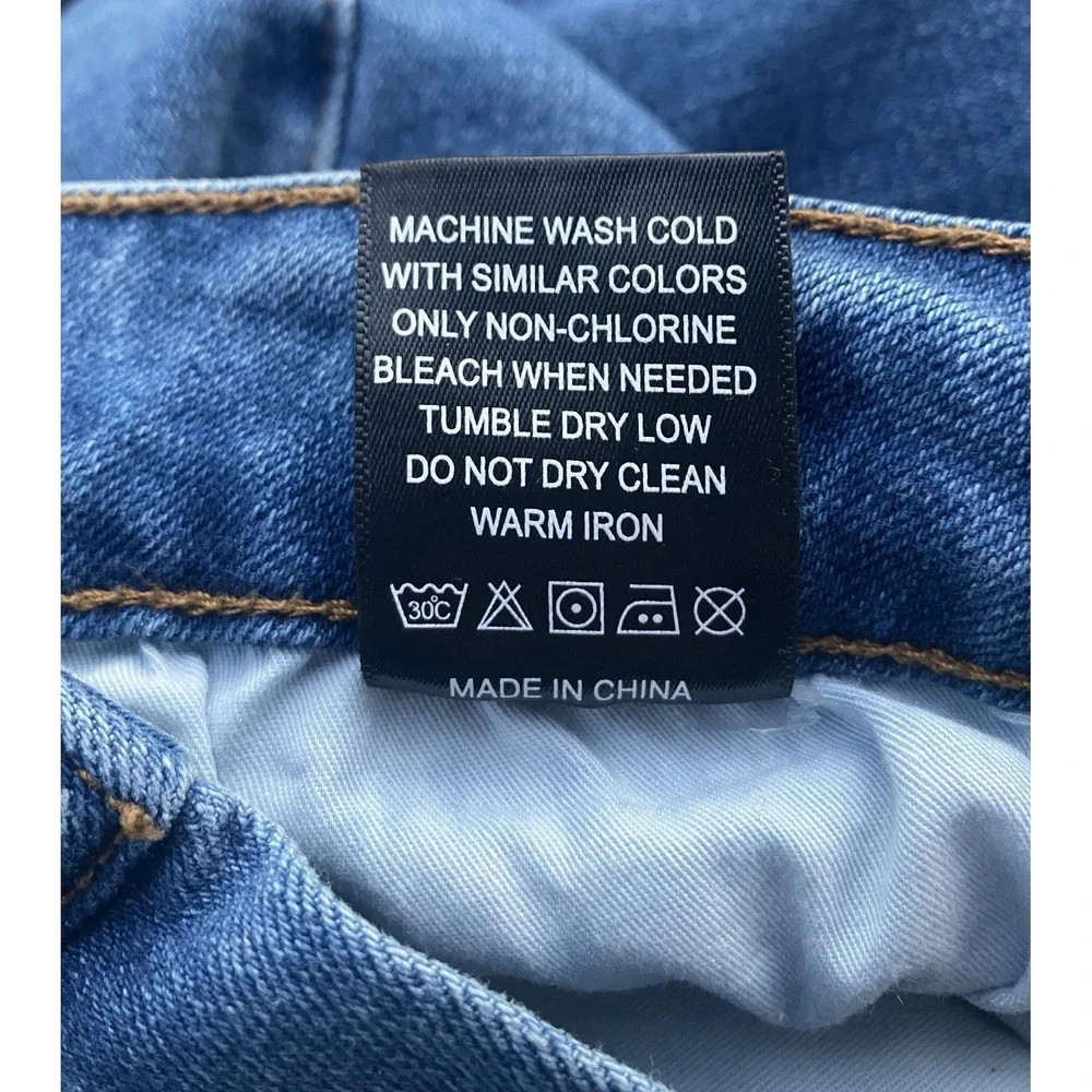 GUAPI Mens Size 28 Wavy Stacked Jeans Two Tone Patchwork Streetwear Blue - Picture 10 of 10